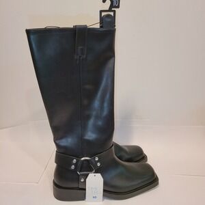 TIME TRU Women's Black Square Toe Harness Riding Boots US Size 10 New